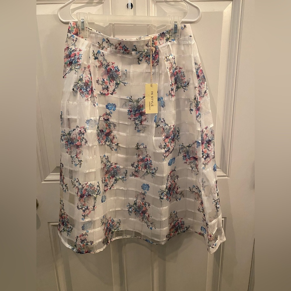 New Floral  White Skirt
